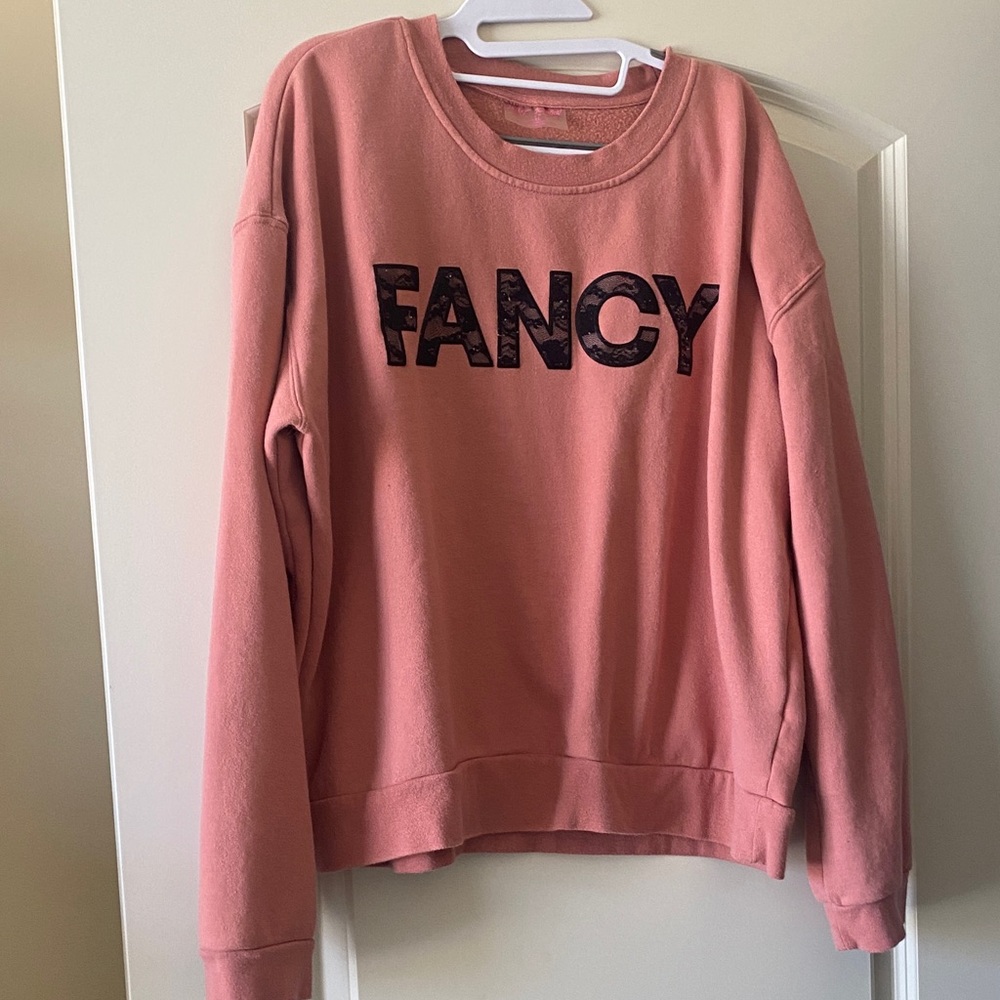 Betsey Johnson Pink 'FANCY' Graphic Crewneck Sweatshirt